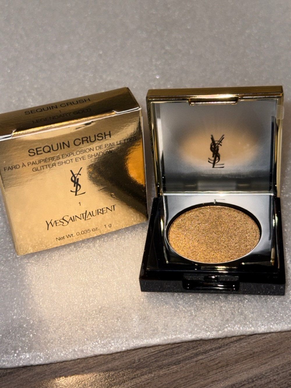 1 Legendary Gold YSL Sequin Crush Mono Eyeshadow Shimmer Glitter Mirror Compact